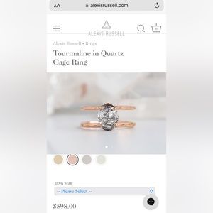 Alexis Russel- hammered rose gold tourmaline in quartz cage ring. Size 7.5
